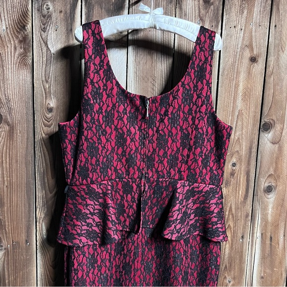 NWT- Rebel Wilson for Torrid Red & Black Lace Sleeveless Peplum Bodycon Dress 16 - Picture 14 of 15